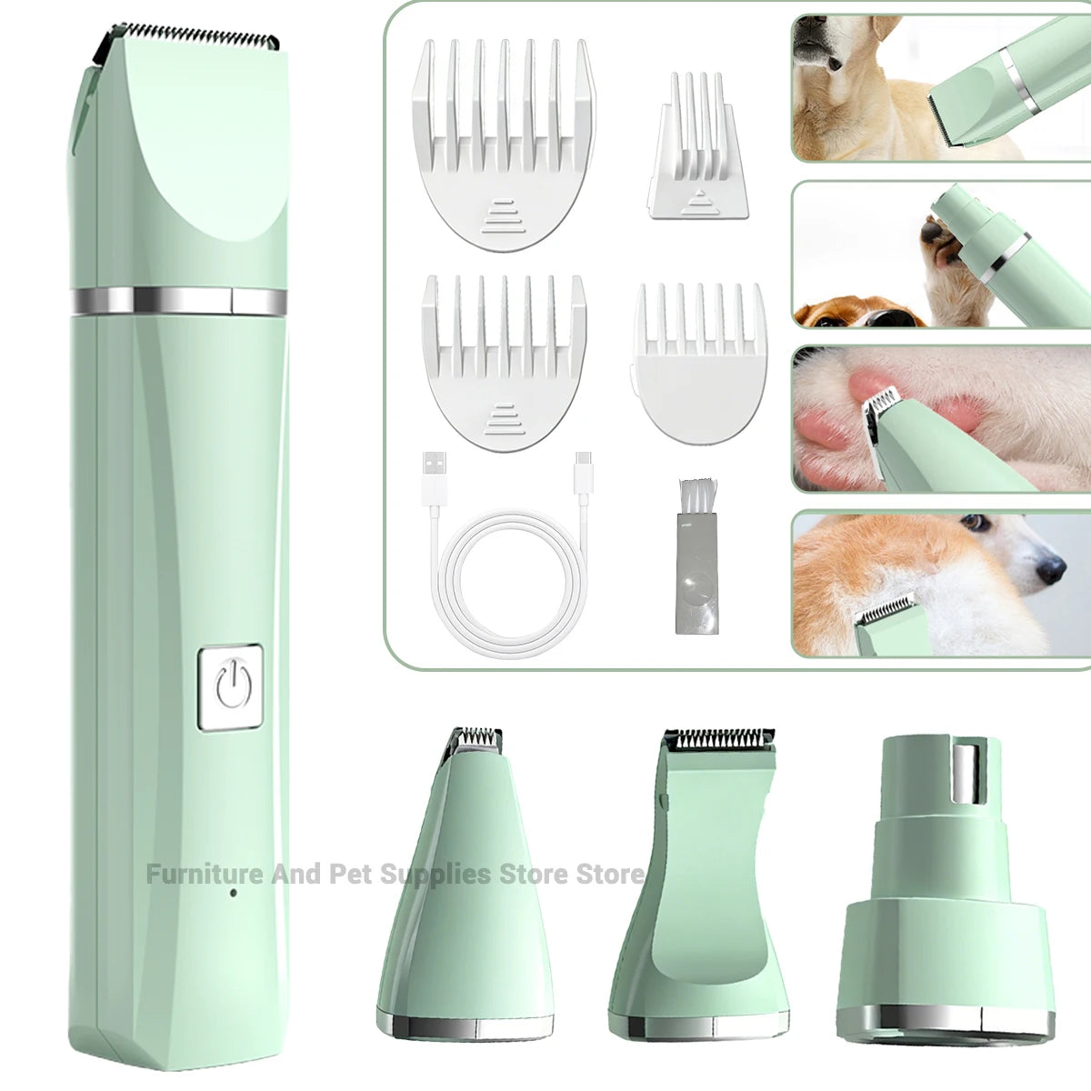 Hooral™ 4-in-1 Professional Pet Grooming Trimmer | Low Noise Waterproof Dog & Cat Hair Clipper