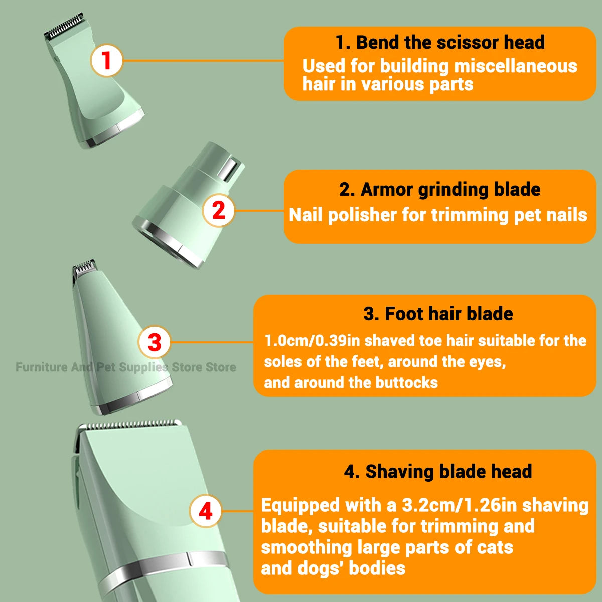 Hooral™ 4-in-1 Professional Pet Grooming Trimmer | Low Noise Waterproof Dog & Cat Hair Clipper