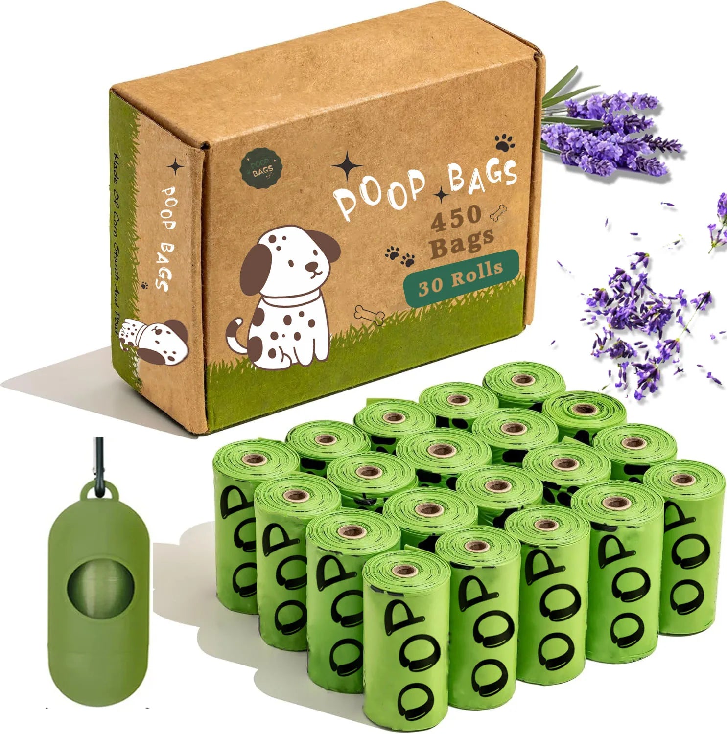 Hooral™ Biodegradable Dog Poop Bags | Lavender Scented, Extra Thick & Leakproof with Holder & Dispenser