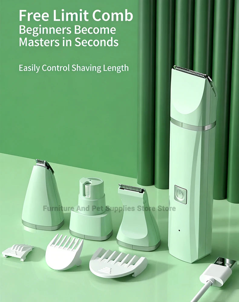 Hooral™ 4-in-1 Professional Pet Grooming Trimmer | Low Noise Waterproof Dog & Cat Hair Clipper