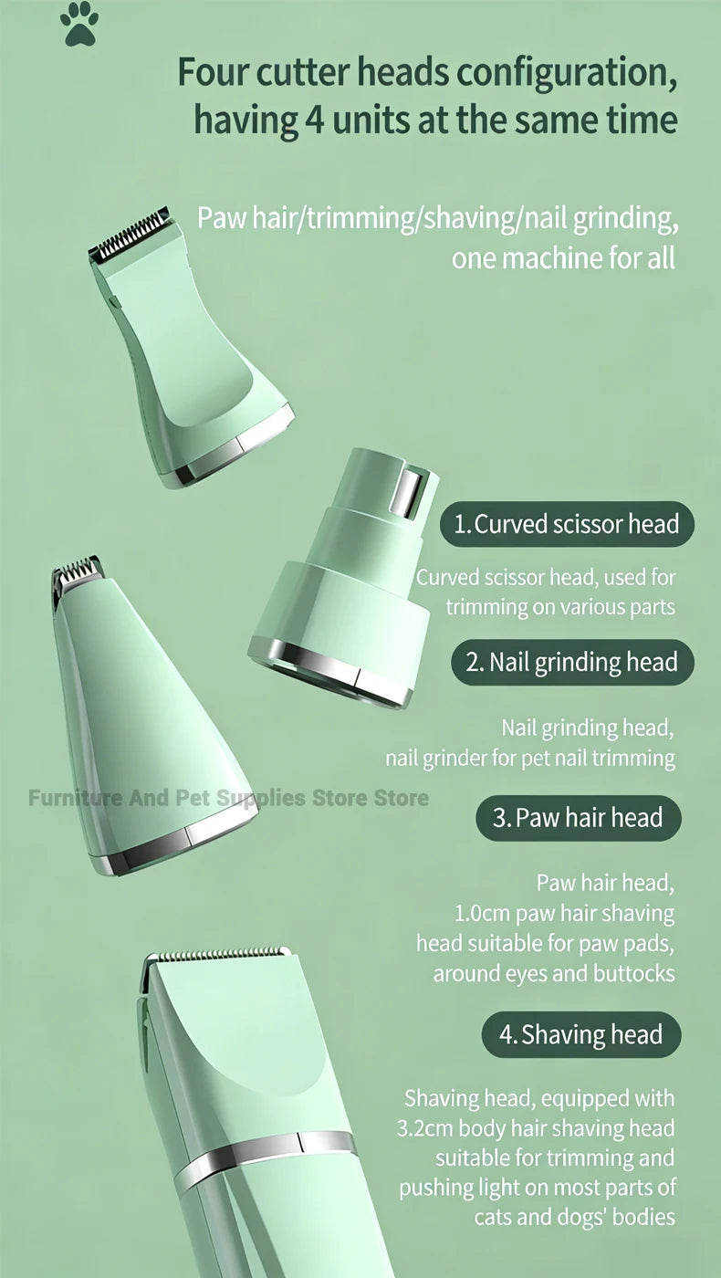 Hooral™ 4-in-1 Professional Pet Grooming Trimmer | Low Noise Waterproof Dog & Cat Hair Clipper